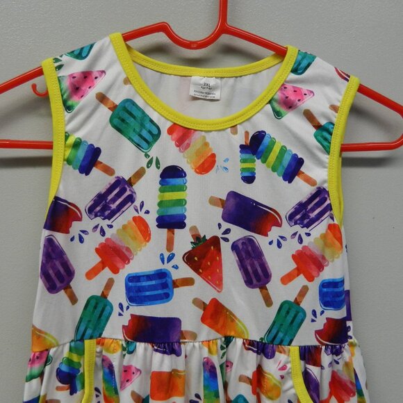 Girls size 7/8 Knit Milk Silk Dress Popsicle Theme - Picture 2 of 5